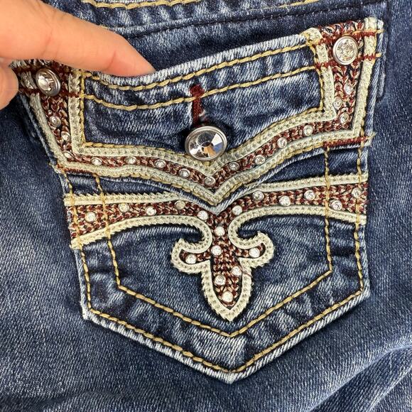 Rock Revival Jeans Women's 27 (4) Blue Celinda Low Rise Straight Blingy EUC - Picture 6 of 16